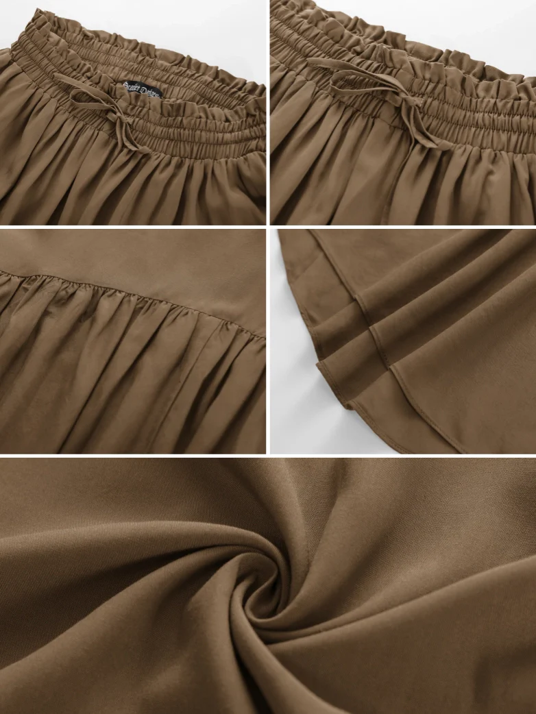 Elastic Waist Flared Renaissance Skirt with Pockets - Image 95