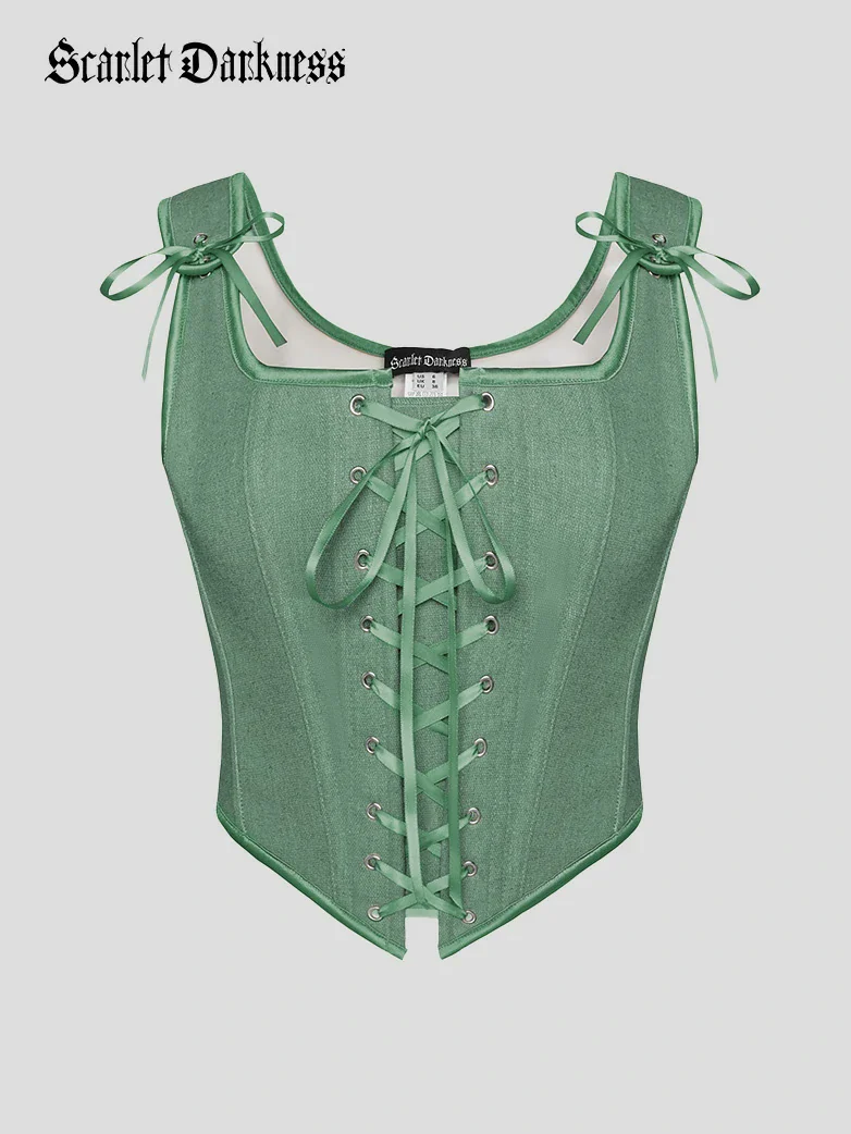 Classic Renaissance Corset with Tie-Shoulder and Bones - Image 34