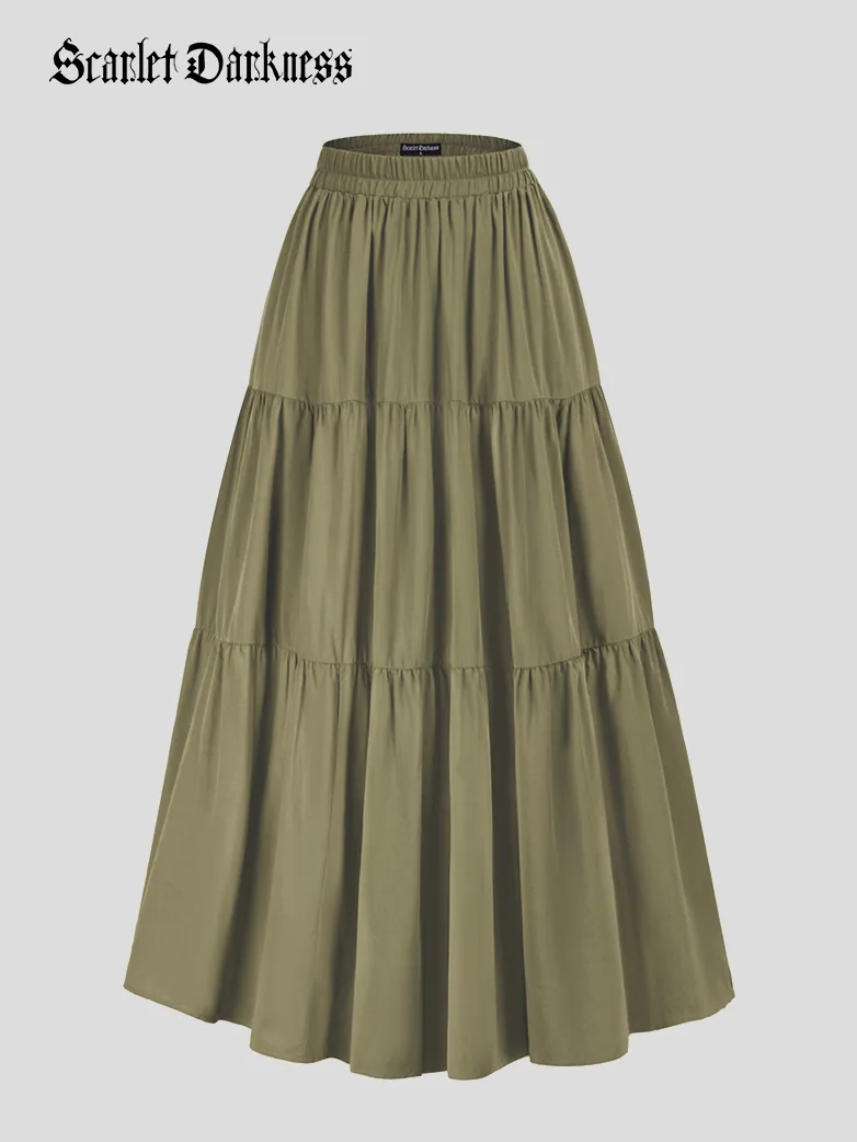 Renaissance Elastic Waist Swing Skirt with Pockets - Image 16
