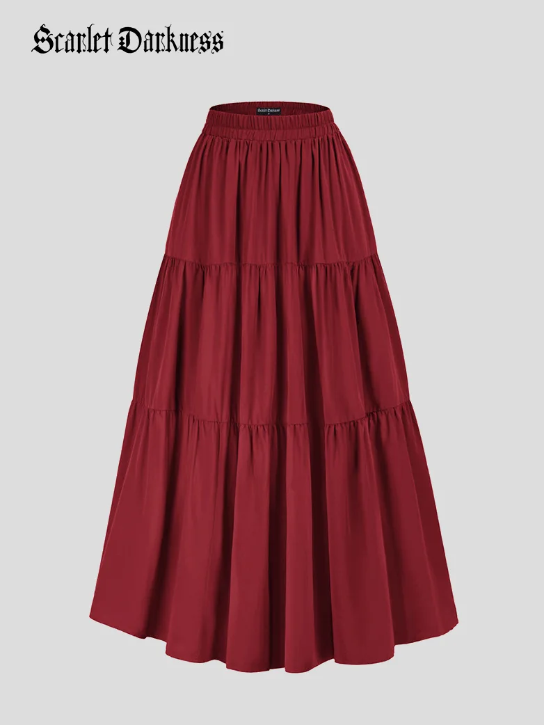 Renaissance Elastic Waist Swing Skirt with Pockets - Image 20