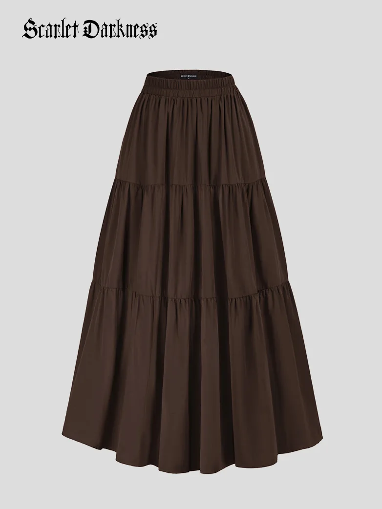 Renaissance Elastic Waist Swing Skirt with Pockets - Image 24