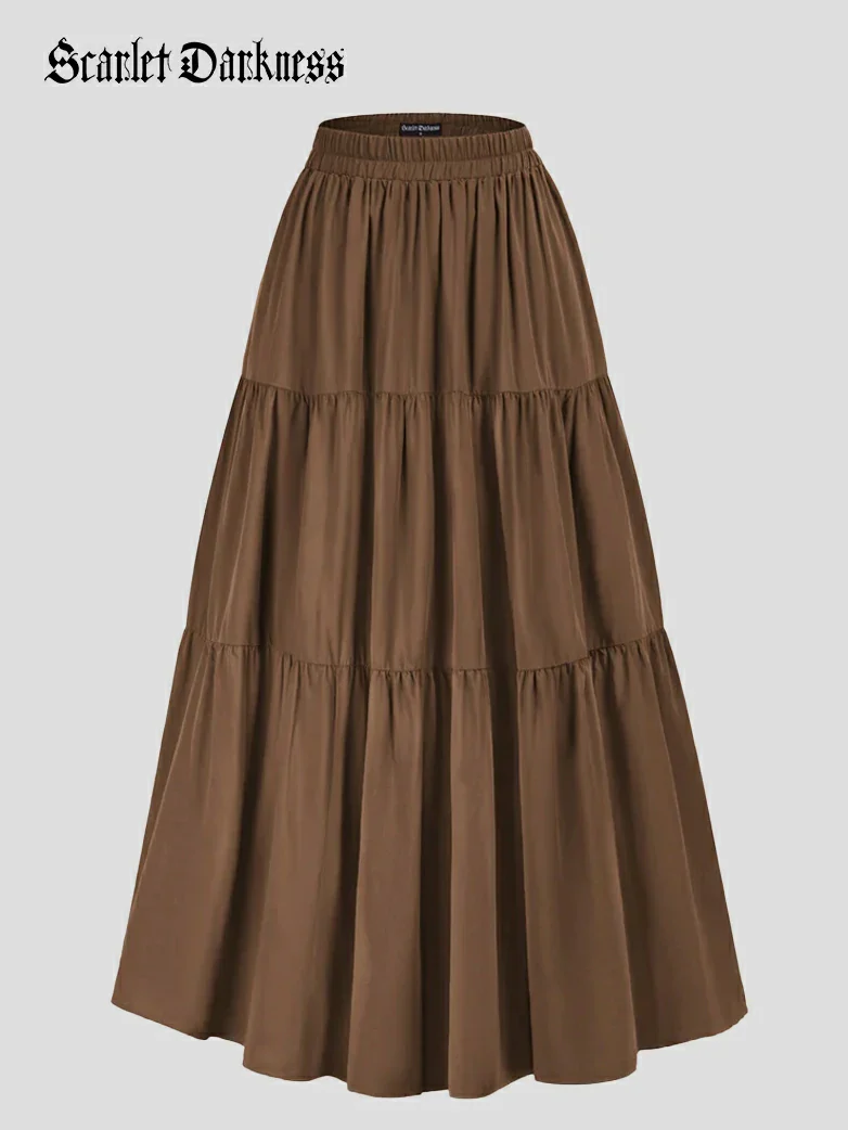 Renaissance Elastic Waist Swing Skirt with Pockets - Image 35