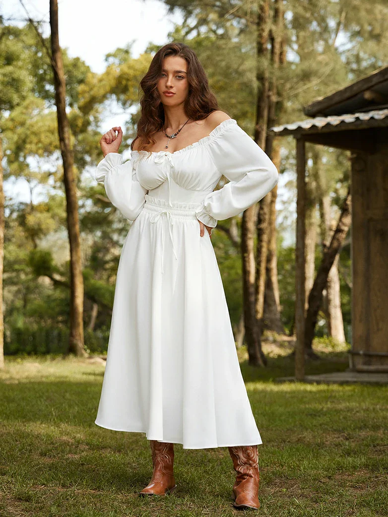 Women Renaissance Tiered Swing Pockets Skirt - Image 10