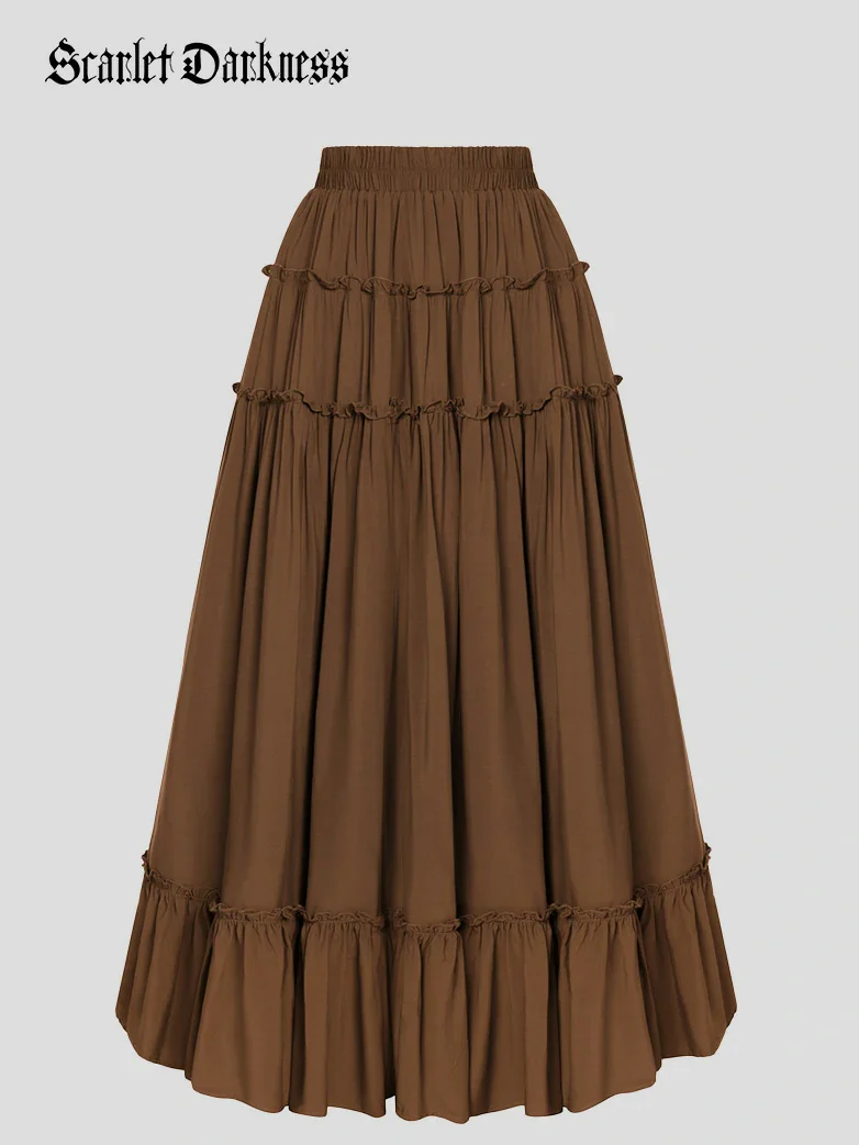 Women Renaissance Tiered Swing Pockets Skirt - Image 13