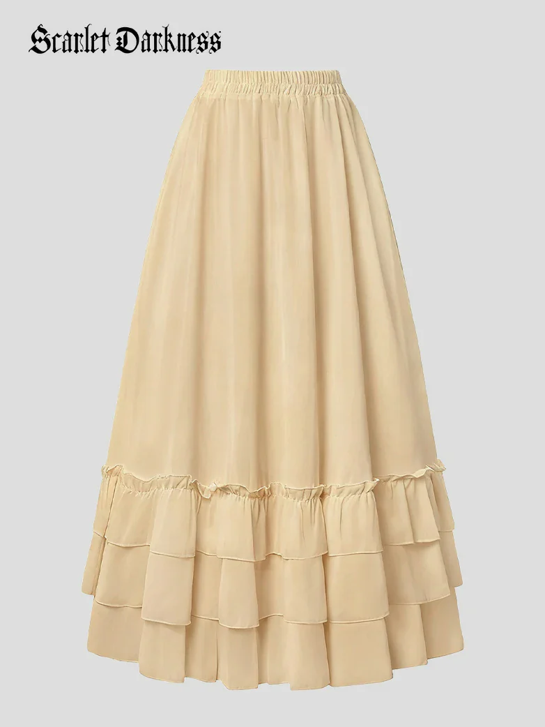 Women Renaissance Tiered Swing Pockets Skirt - Image 17