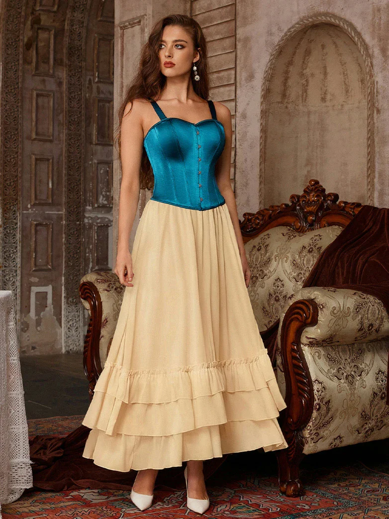 Women Renaissance Tiered Swing Pockets Skirt - Image 18