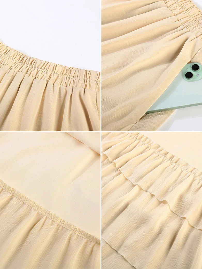 Women Renaissance Tiered Swing Pockets Skirt - Image 19