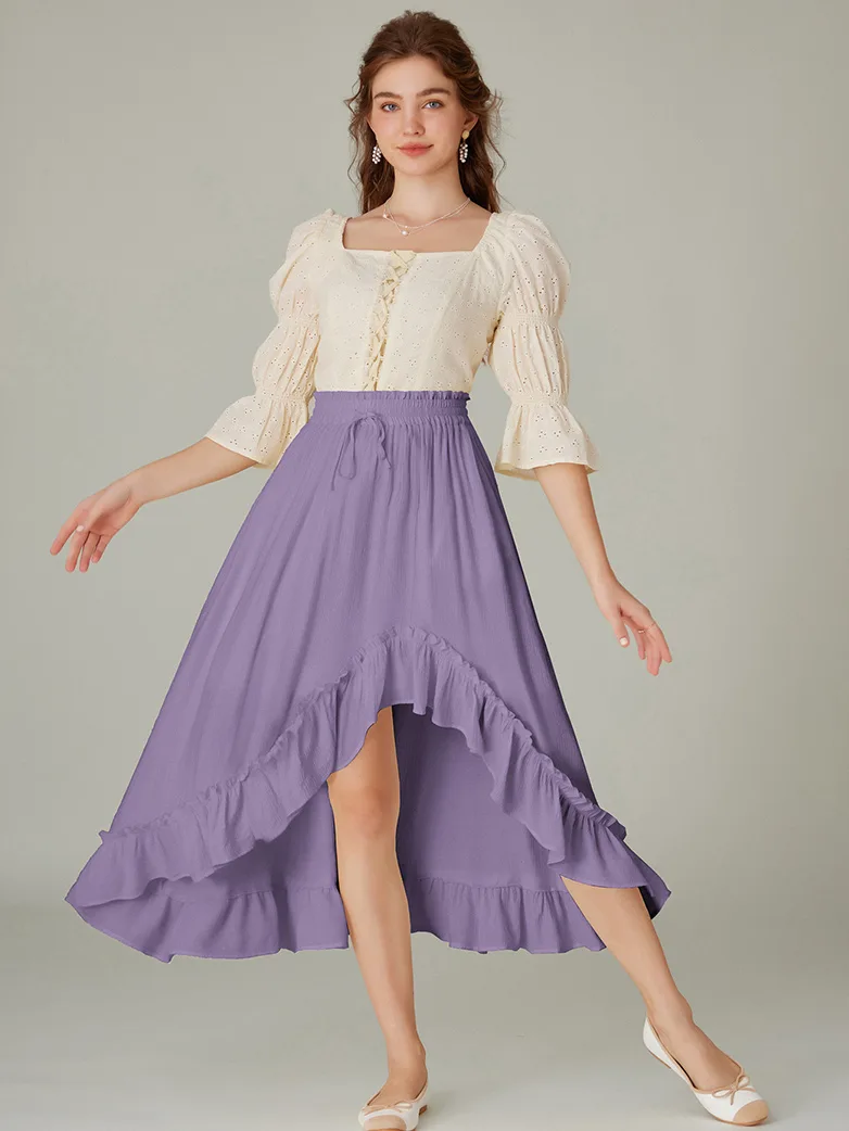 Women Renaissance Tiered Swing Pockets Skirt - Image 2