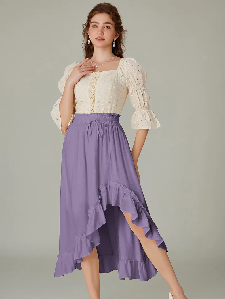 Women Renaissance Tiered Swing Pockets Skirt - Image 3