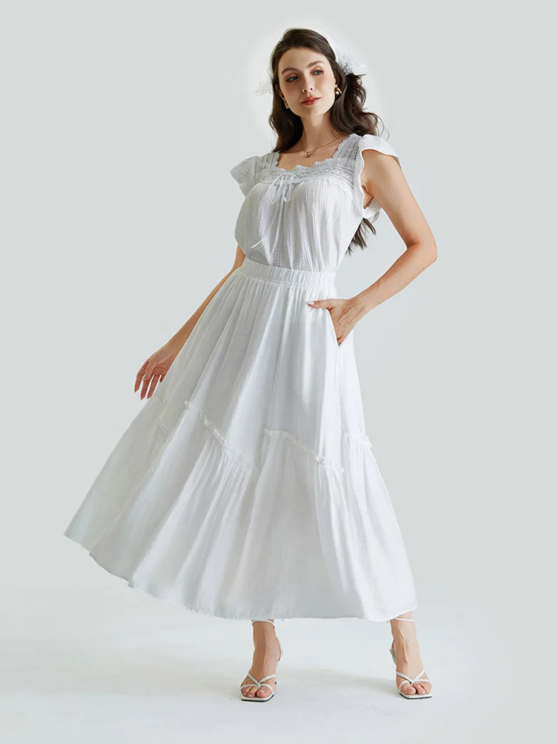 Women Renaissance Tiered Swing Pockets Skirt - Image 7