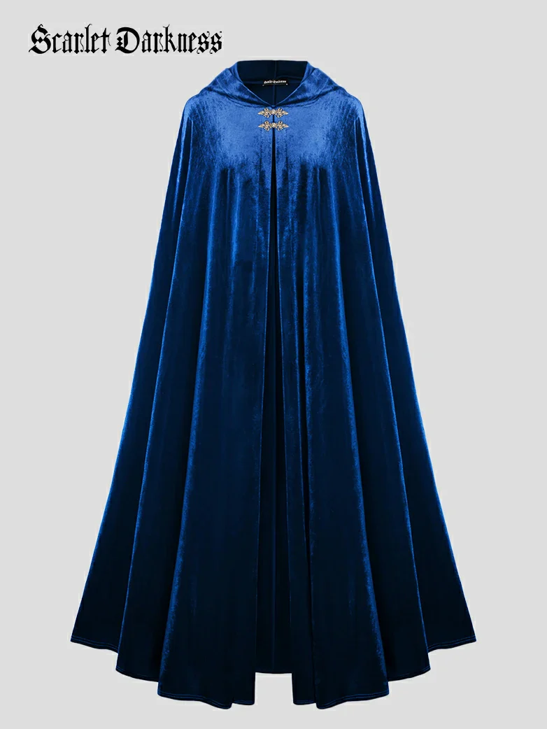 Medieval Warrior Cloak Renaissance Velvet Hooded Cape - Image 15