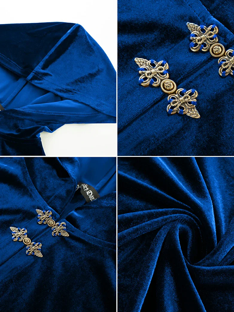 Medieval Warrior Cloak Renaissance Velvet Hooded Cape - Image 17