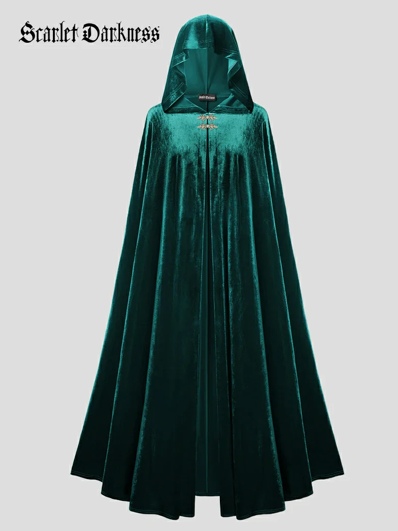 Medieval Warrior Cloak Renaissance Velvet Hooded Cape - Image 18