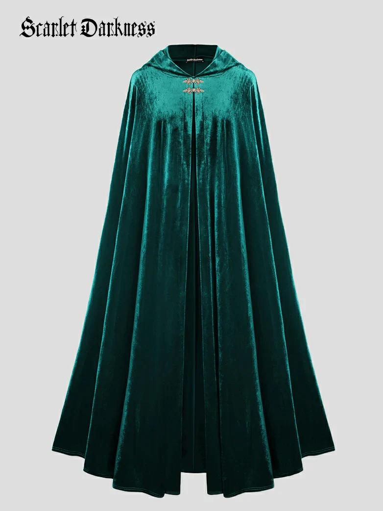Medieval Warrior Cloak Renaissance Velvet Hooded Cape - Image 24