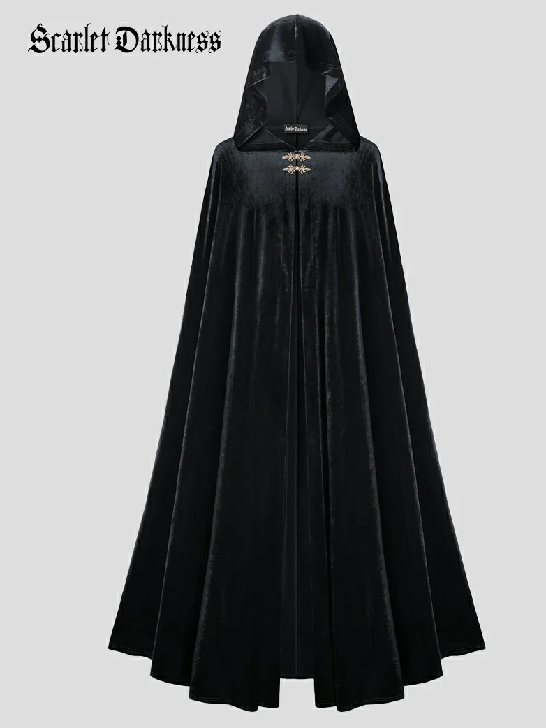 Medieval Warrior Cloak Renaissance Velvet Hooded Cape - Image 26