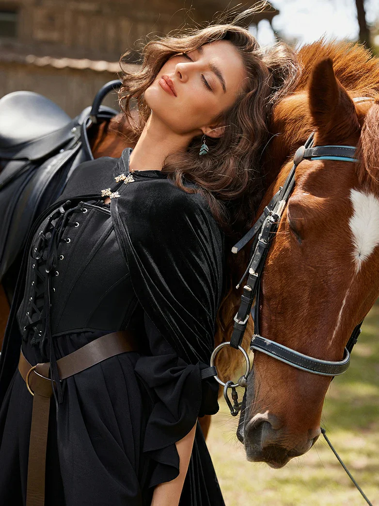 Medieval Warrior Cloak Renaissance Velvet Hooded Cape - Image 28