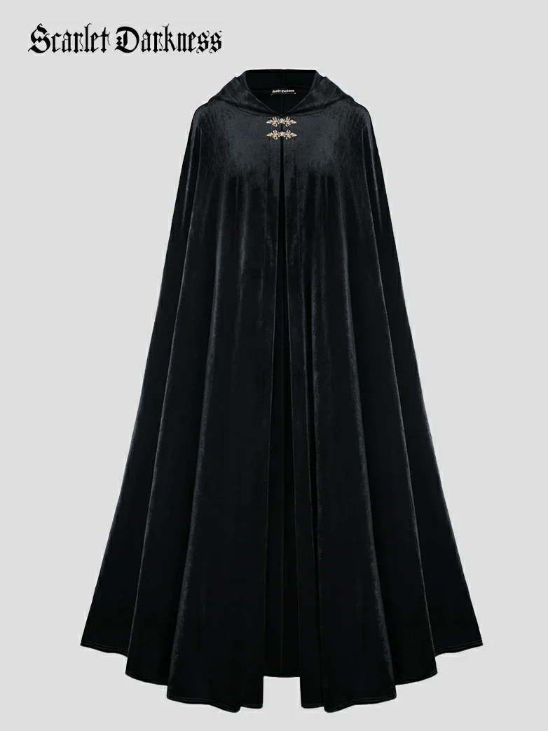 Medieval Warrior Cloak Renaissance Velvet Hooded Cape - Image 31