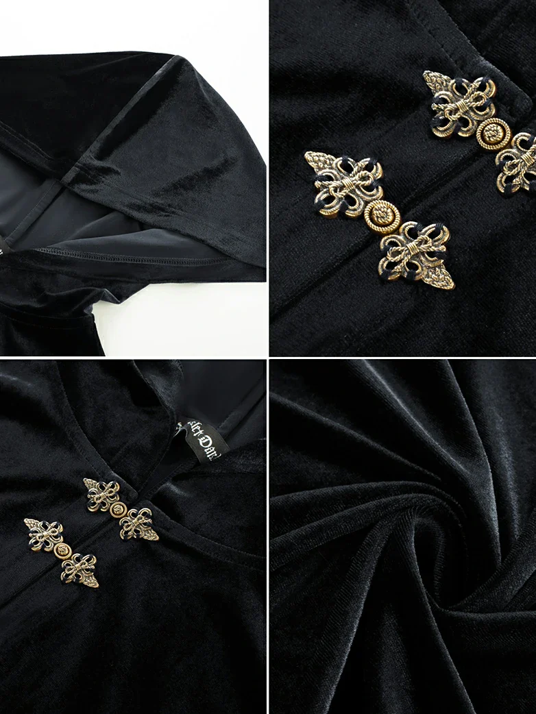 Medieval Warrior Cloak Renaissance Velvet Hooded Cape - Image 33
