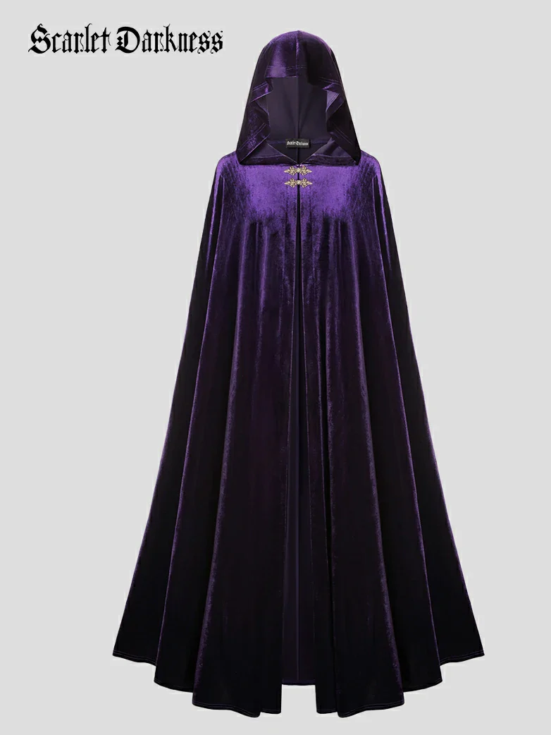 Medieval Warrior Cloak Renaissance Velvet Hooded Cape - Image 34