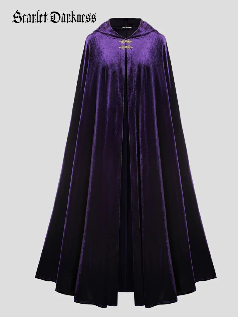 Medieval Warrior Cloak Renaissance Velvet Hooded Cape - Image 38