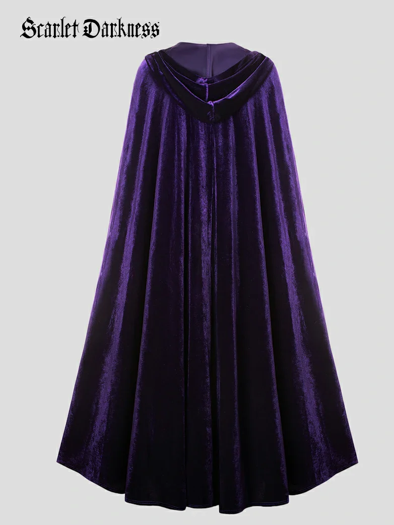 Medieval Warrior Cloak Renaissance Velvet Hooded Cape - Image 39