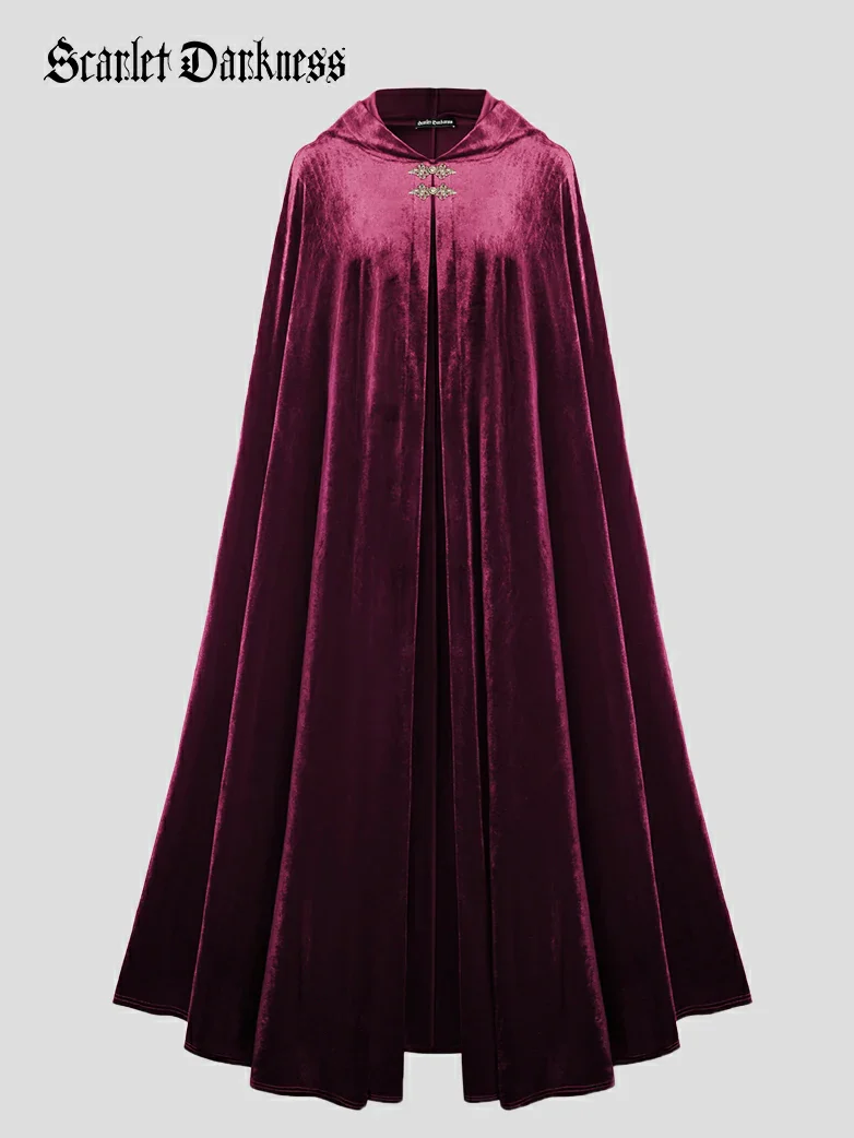 Medieval Warrior Cloak Renaissance Velvet Hooded Cape - Image 5