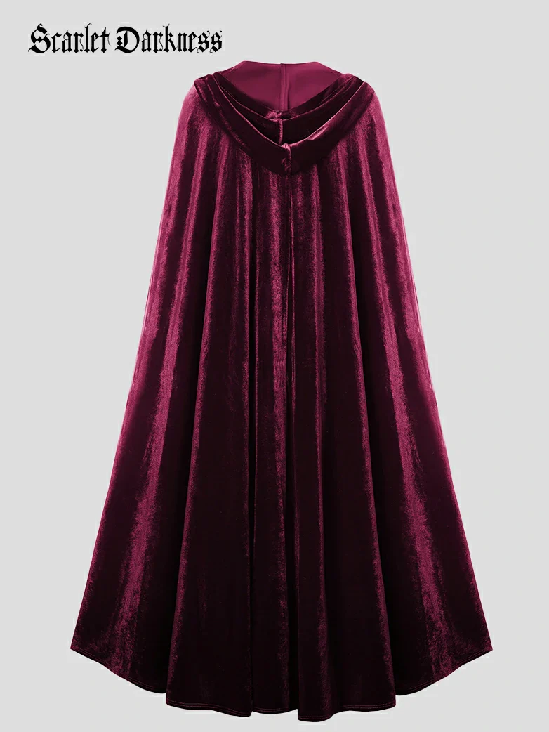 Medieval Warrior Cloak Renaissance Velvet Hooded Cape - Image 6