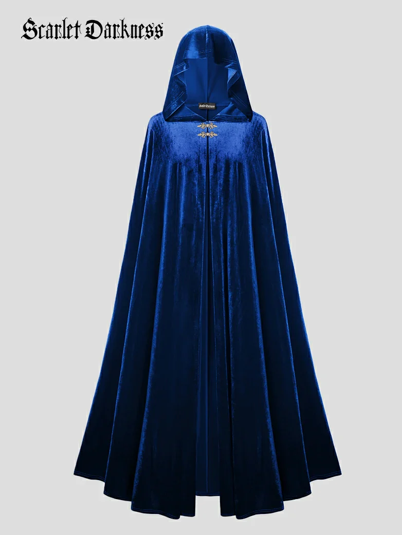 Medieval Warrior Cloak Renaissance Velvet Hooded Cape - Image 9