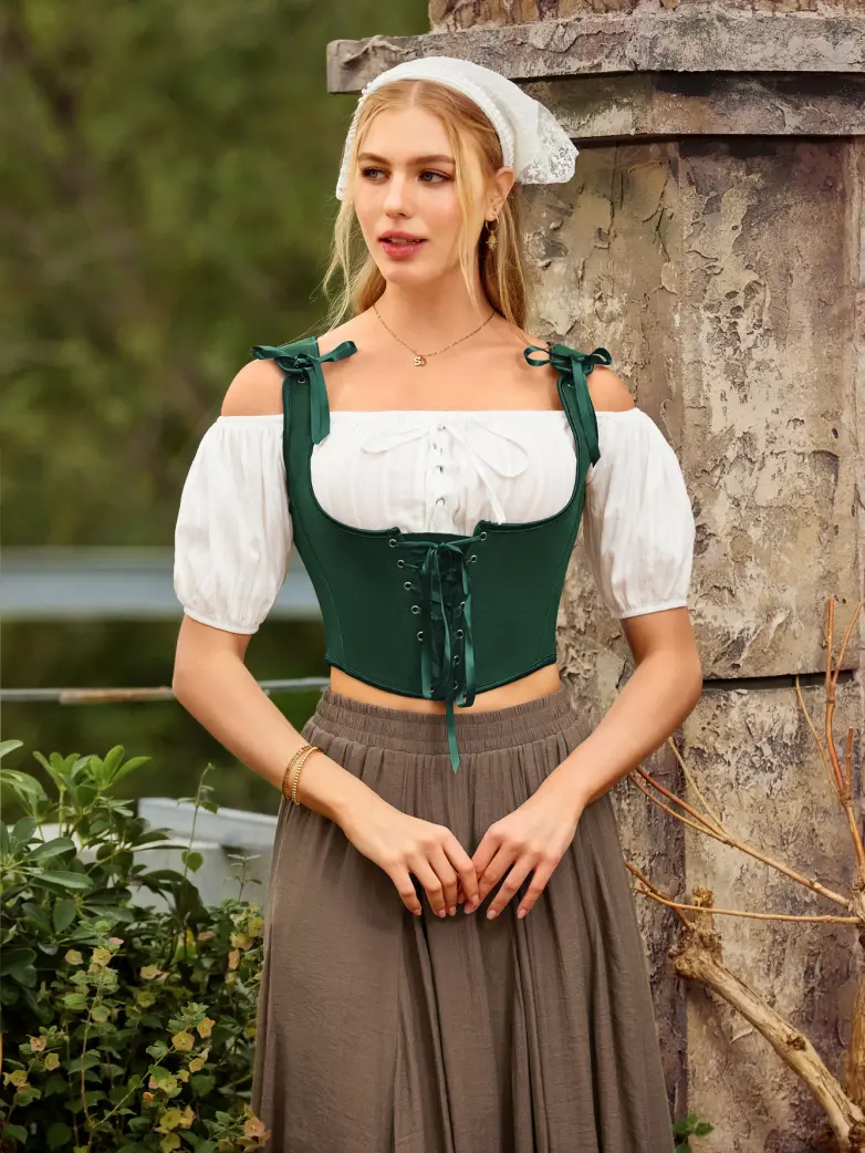Renaissance Faire Under Bust Corset Top with 11 Bones - Image 36