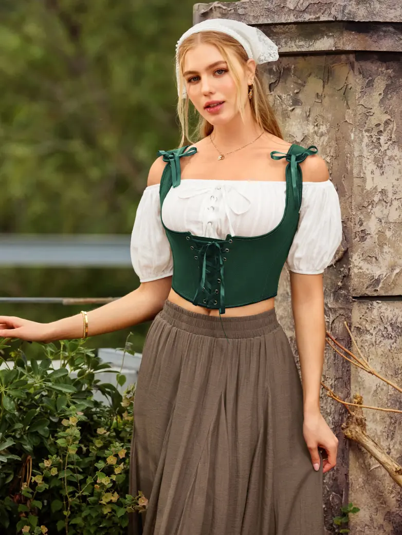 Renaissance Faire Under Bust Corset Top with 11 Bones - Image 37