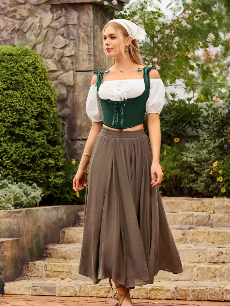 Renaissance Faire Under Bust Corset Top with 11 Bones - Image 38