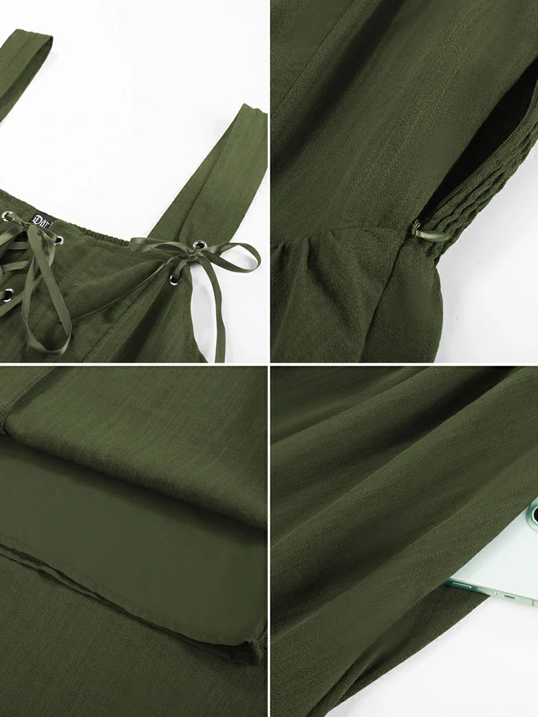 Renaissance Wide Straps Bodice Flared Pockets Dress - Image 15
