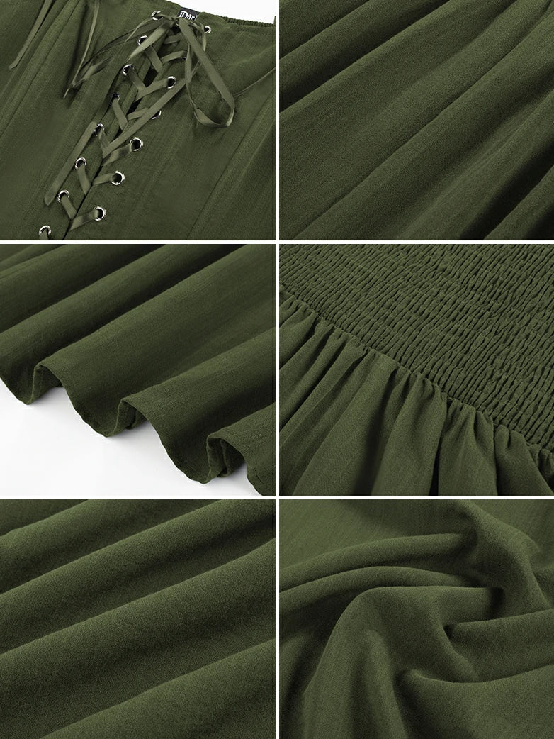 Renaissance Wide Straps Bodice Flared Pockets Dress - Image 16