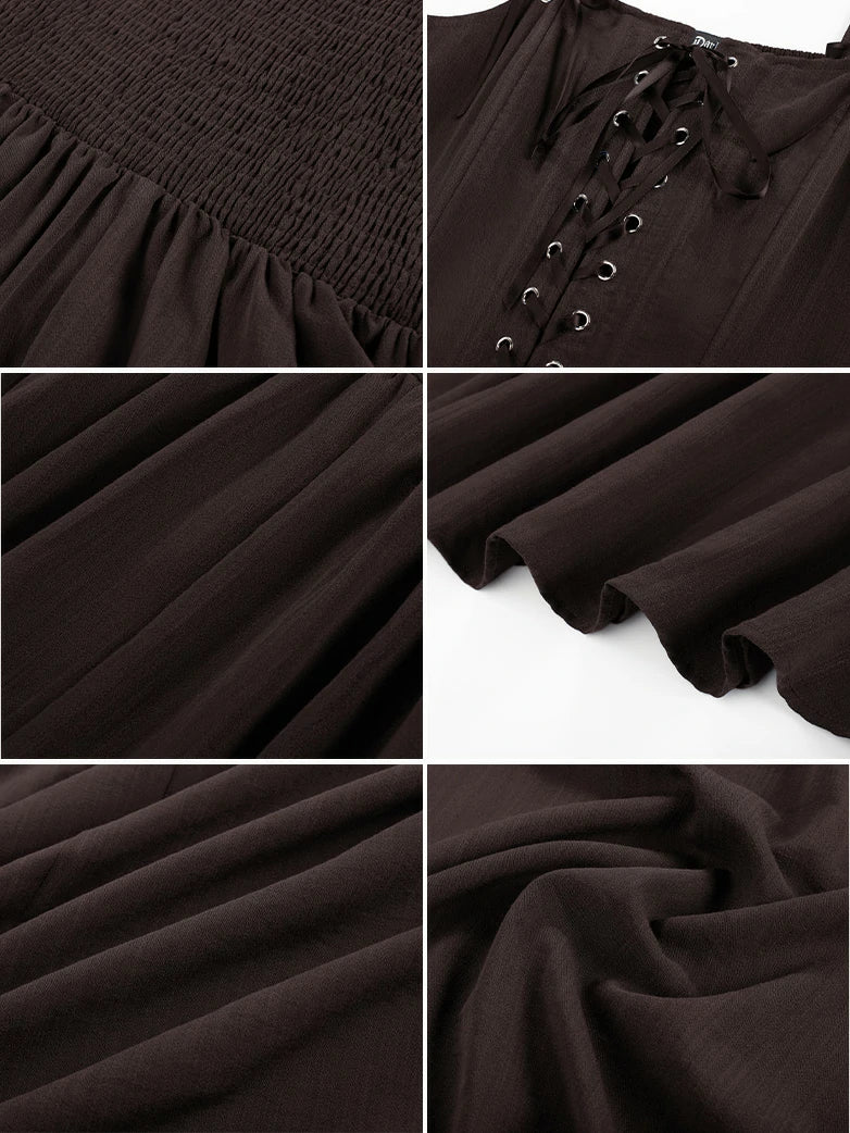 Renaissance Wide Straps Bodice Flared Pockets Dress - Image 43