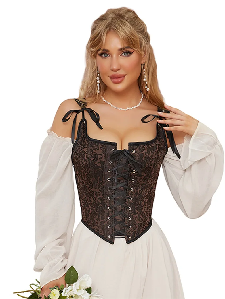 Renaissance Faire Corset Top with Strappy Waist - Image 3