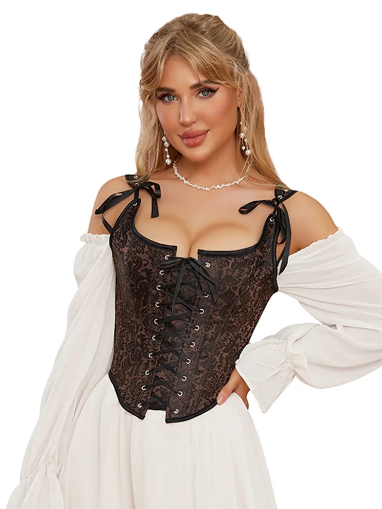 Renaissance Faire Corset Top with Strappy Waist - Image 4