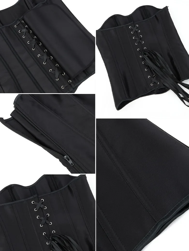 Victoria Gothic Body Shape Satin Waist Corset with Zip - Image 5