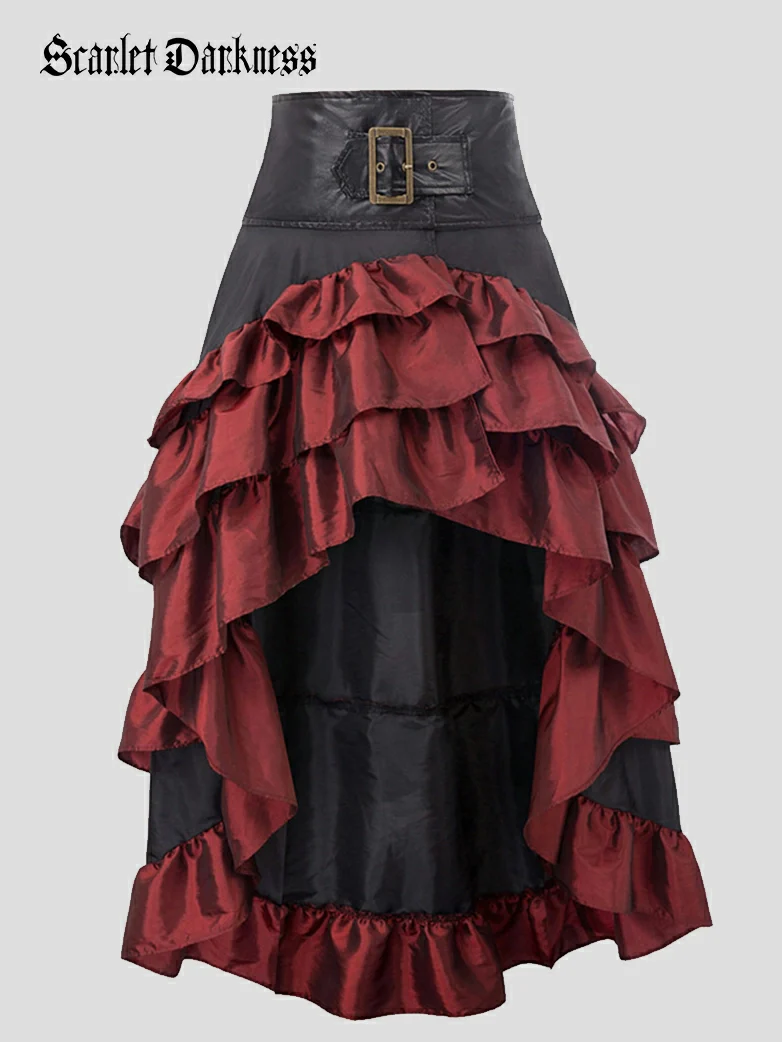 Women Steampunk Pirate Overlay High low Skirt
