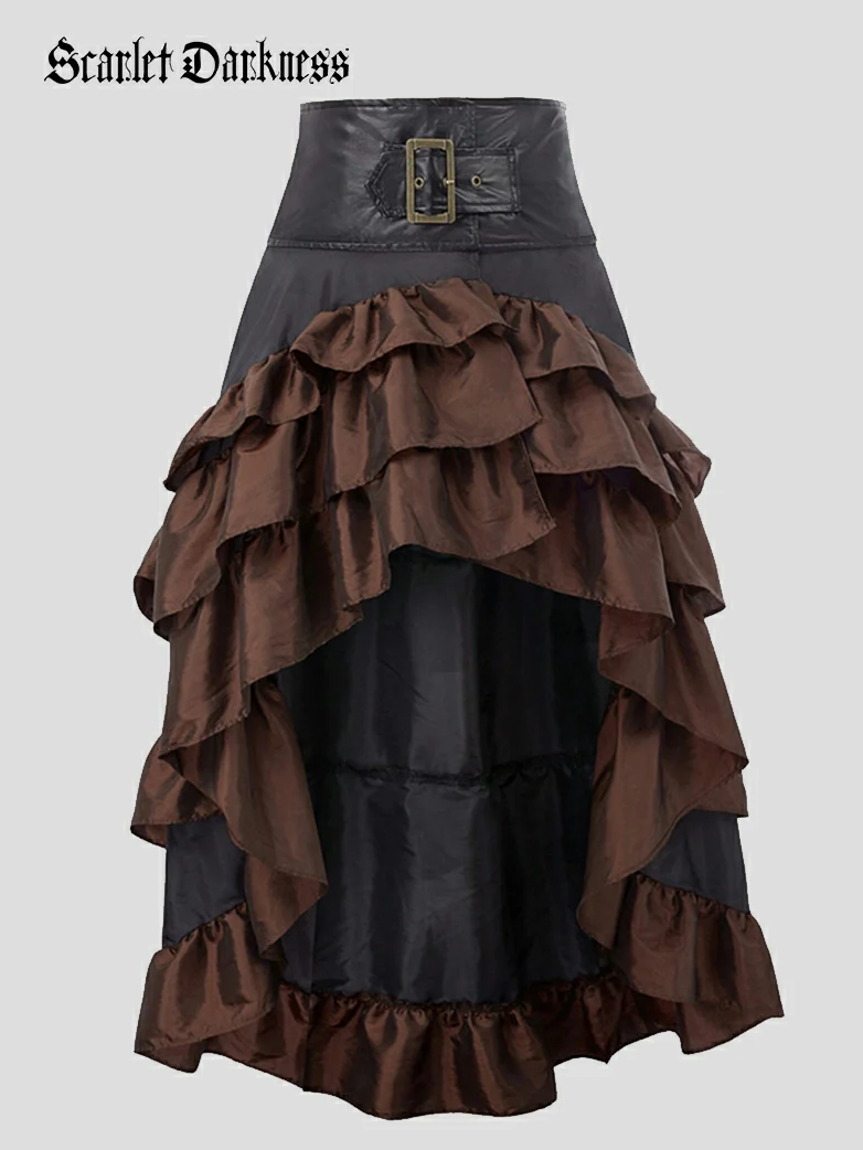 Women Steampunk Pirate Overlay High low Skirt - Image 4