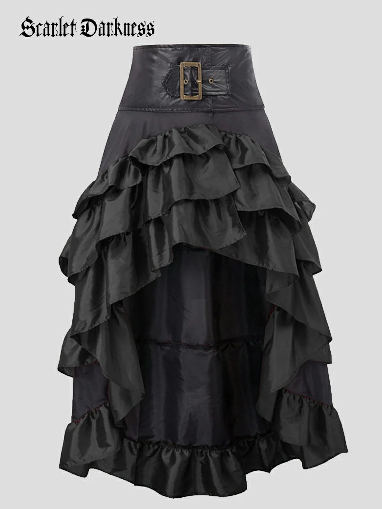 Women Steampunk Pirate Overlay High low Skirt - Image 6