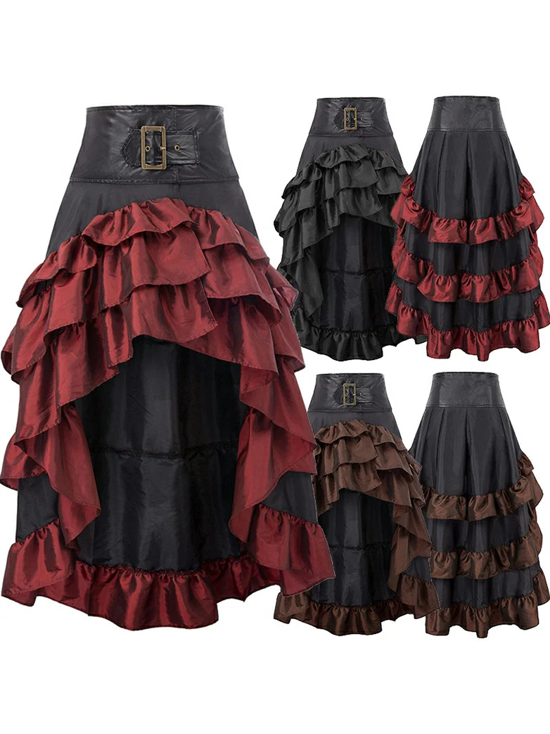 Women Steampunk Pirate Overlay High low Skirt - Image 8
