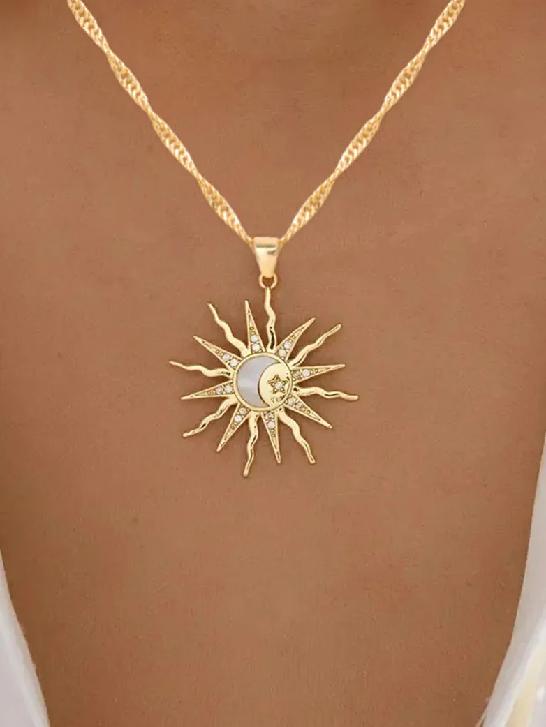 Vintage Sun Pendant Necklace