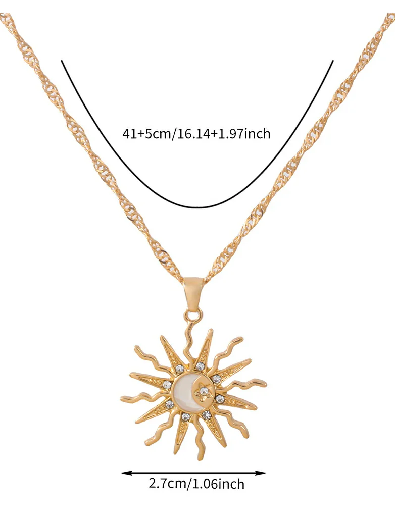 Vintage Sun Pendant Necklace - Image 5