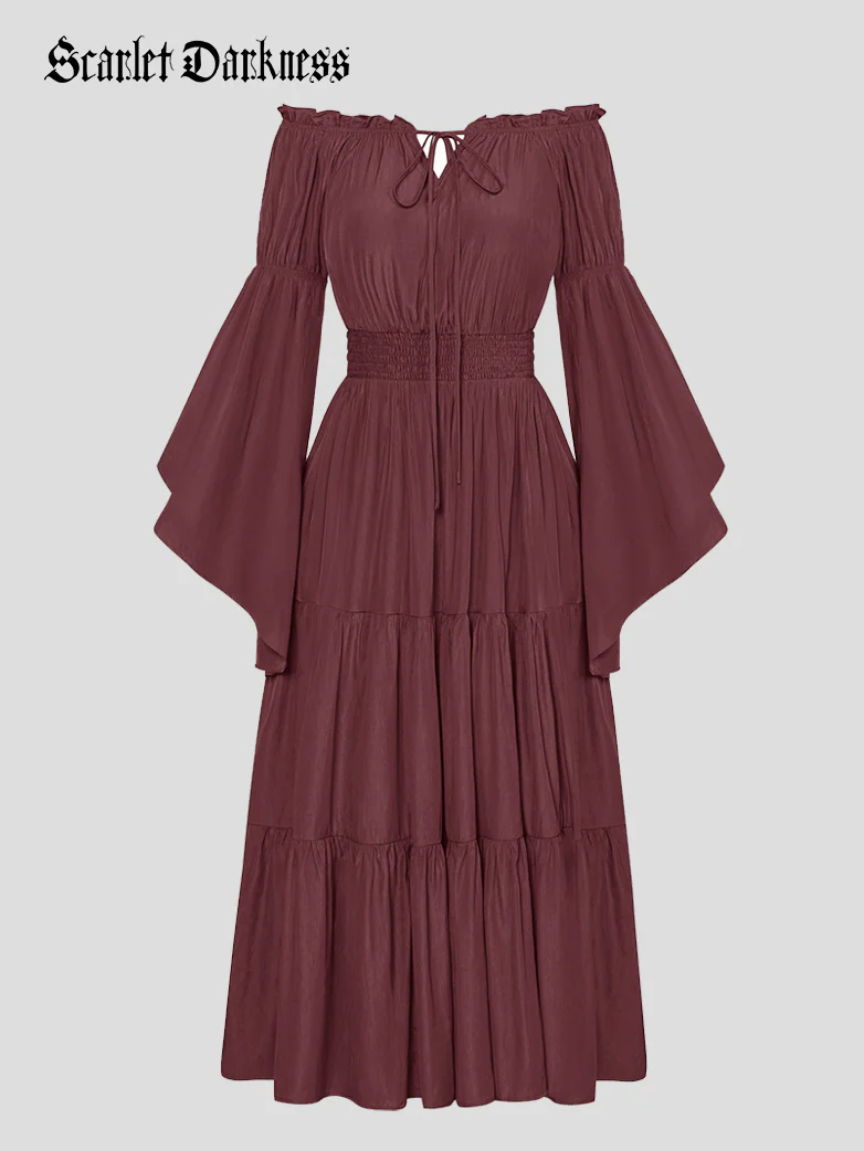 Renfaire Witch Off-Shoulder Tiered Maxi Pockets Dress - Image 31