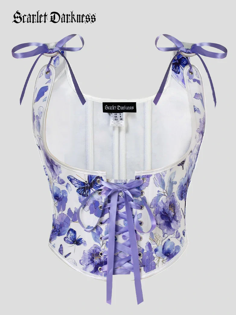 Flower Under Bust Bustier Corset with 11 Bones - Image 11