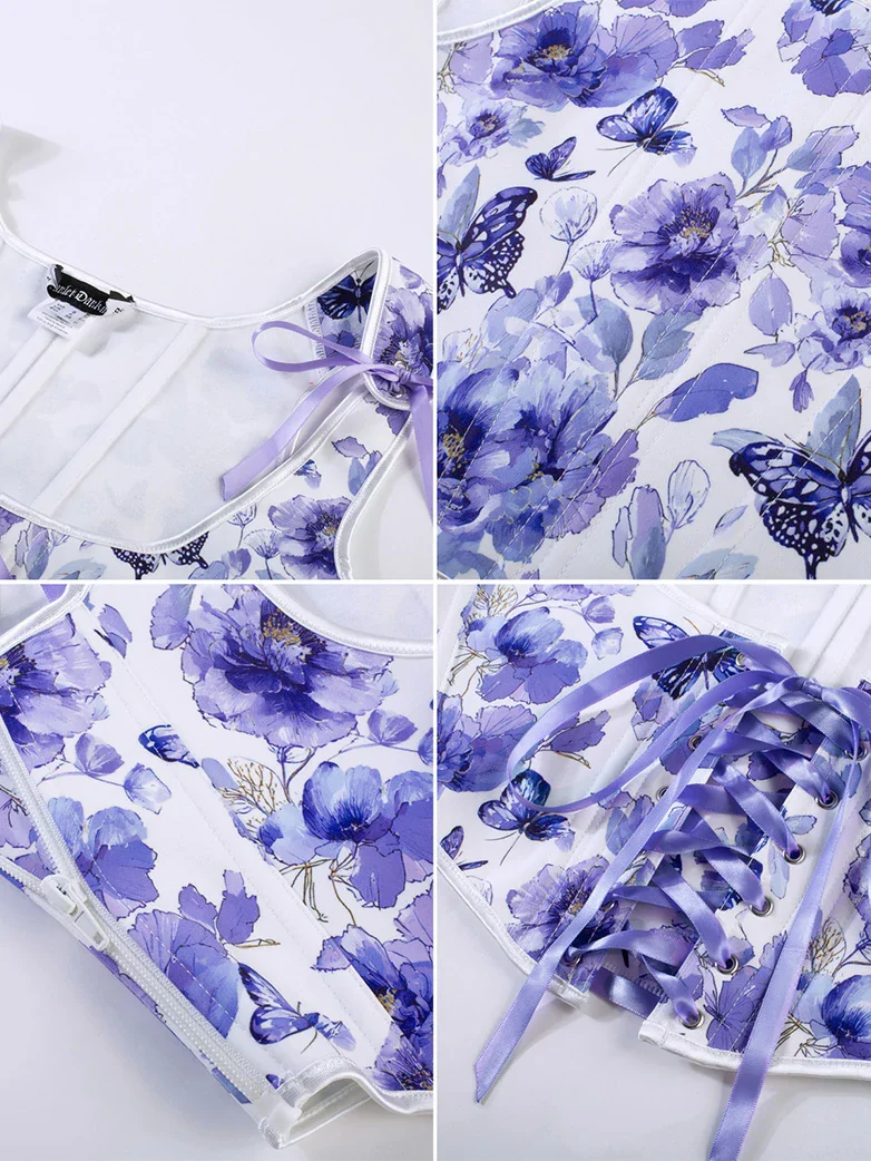 Flower Under Bust Bustier Corset with 11 Bones - Image 12