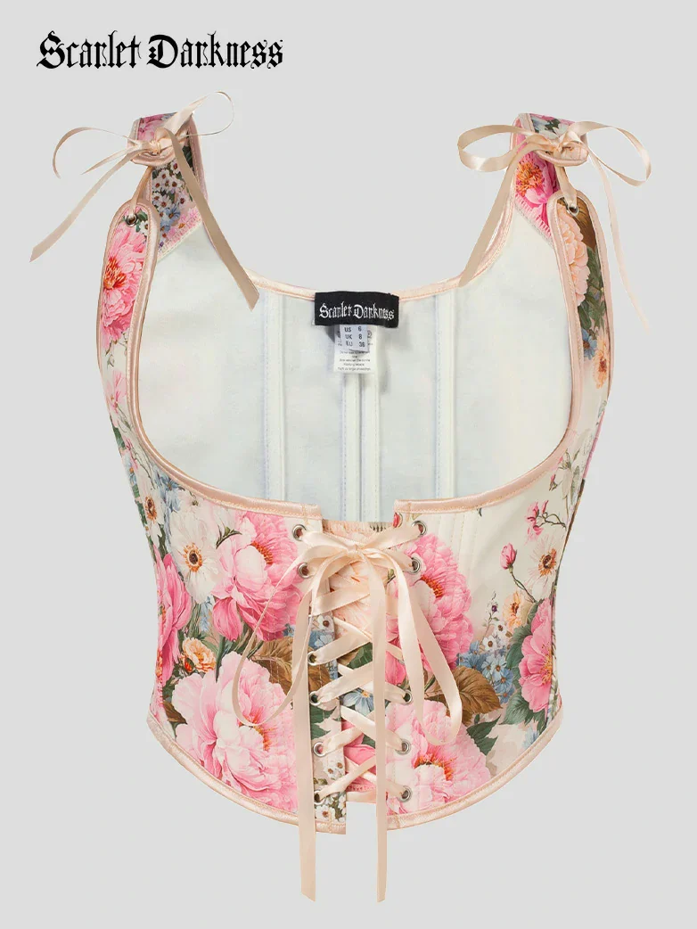 Flower Under Bust Bustier Corset with 11 Bones - Image 7