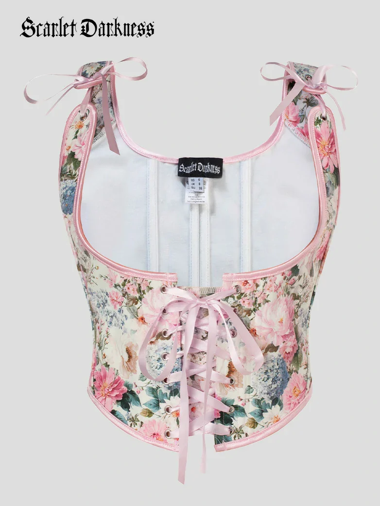 Flower Under Bust Bustier Corset with 11 Bones - Image 9