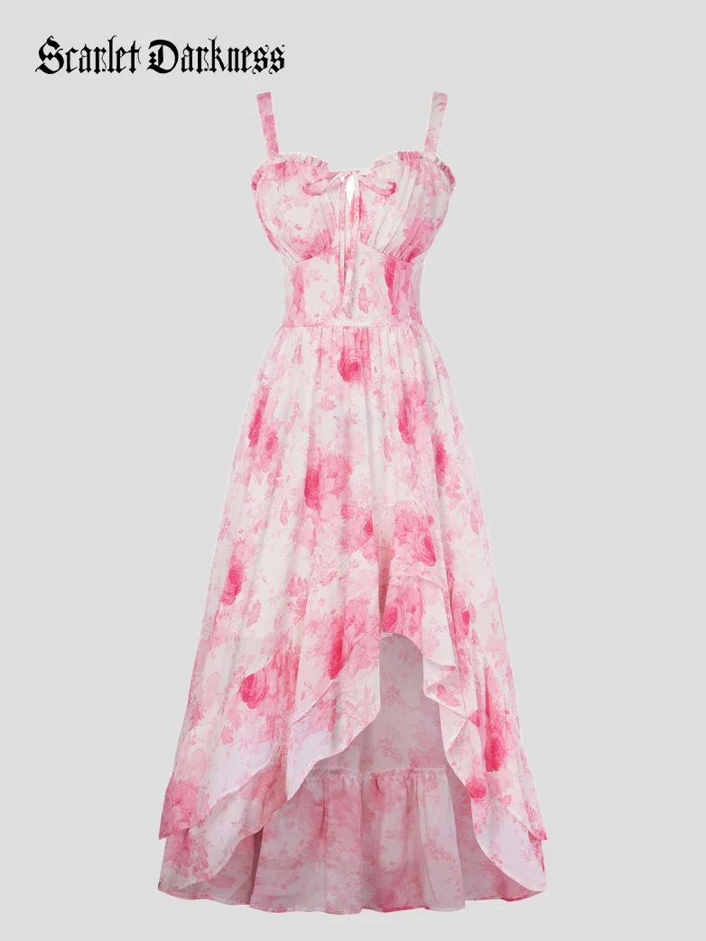 Spring Chiffon High-Low Slit Wedding Guest Dress - Image 11