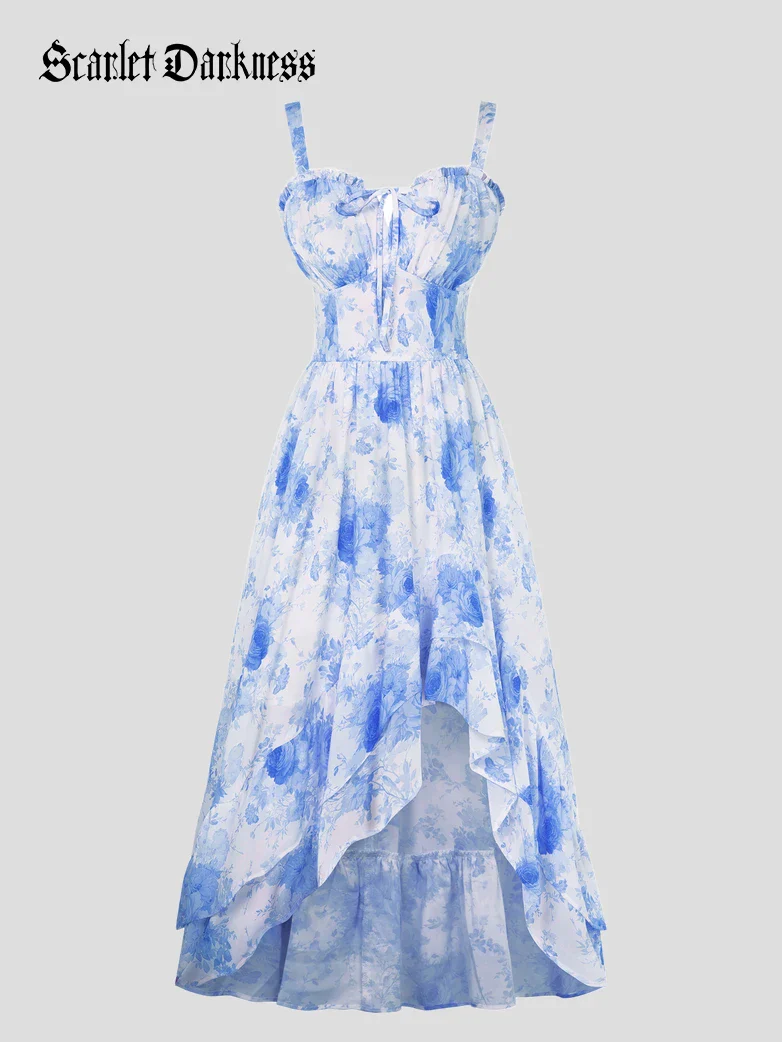 Spring Chiffon High-Low Slit Wedding Guest Dress - Image 14